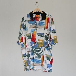 Vintage RISCATTO Colorful Abstract Beach Vibes Men's T-Shirt Size 2XLT